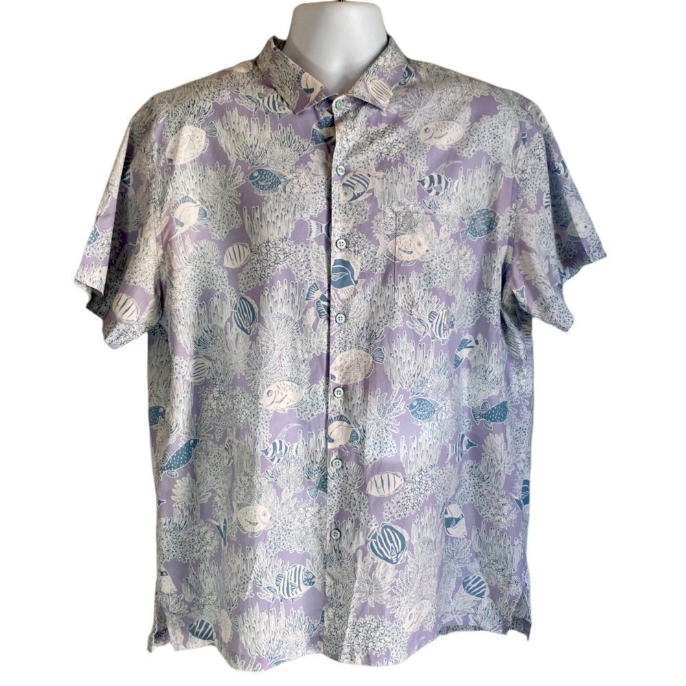 Tori Richard Mens Short Sleeve Button Down Cotton Shirt XL